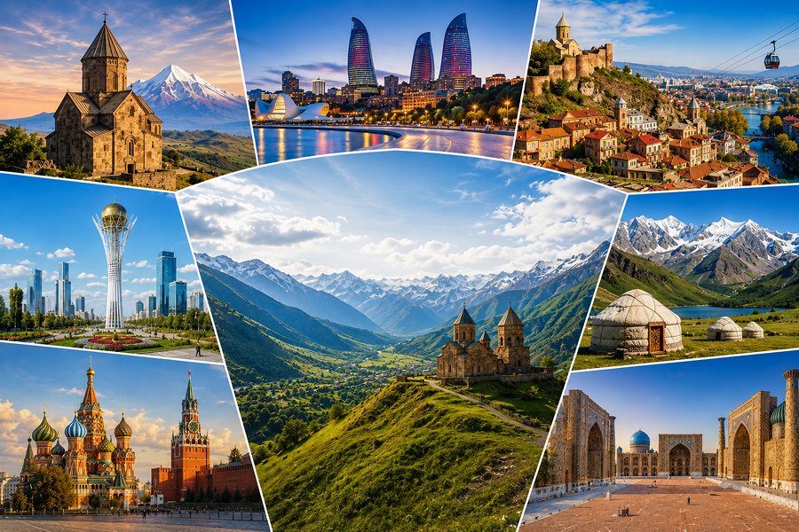Baku skyline, Azerbaijan — Moxxy DMC coverage across the Caucasus and Central Asia